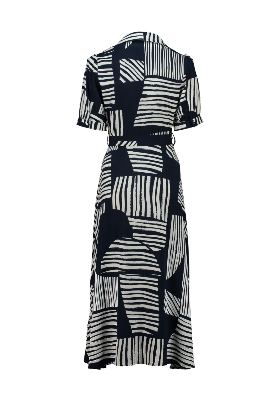 Dámske maxi košeľové šaty s geometrickým vzorom ZABAIONE AZURA NAVY BLUE 3
